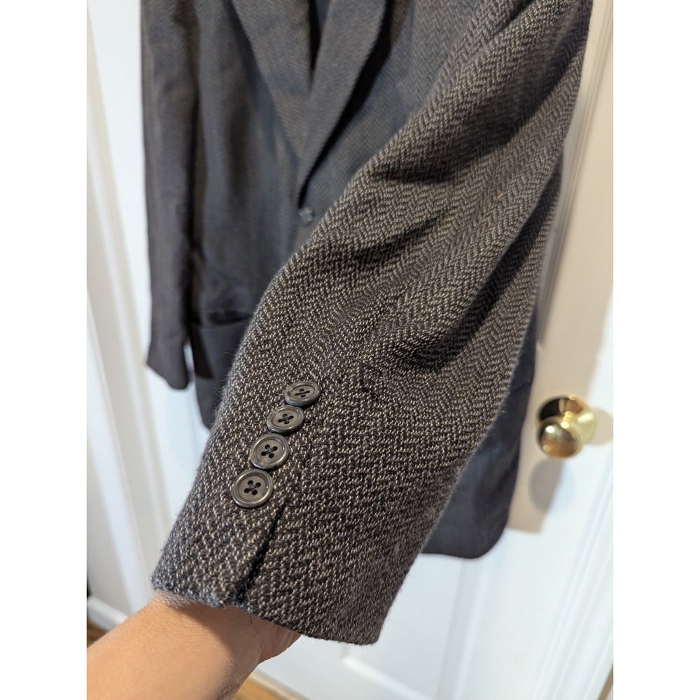 Old Money Herringbone Wool Blazer 46R Stafford Tailored Preppy Sport Coat - Picture 9 of 11